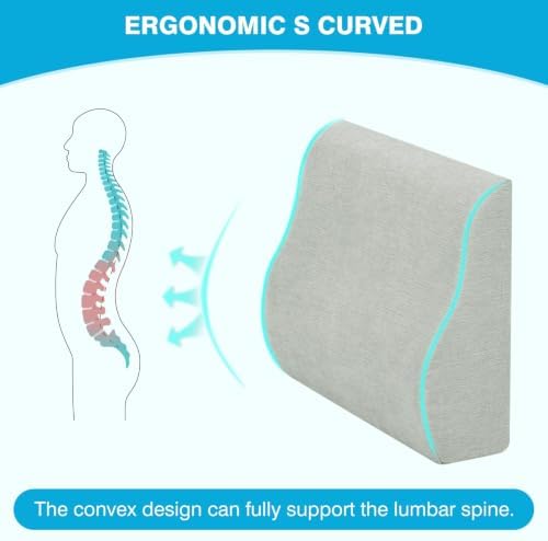 Lumbar Support Pillow for Recliner & Back Pillow for Couch, Dual Layer Memory Foam Back Support for Deep Recliner Chair for Senior Citizen to Sit Up Straight Light Grey - Image 6