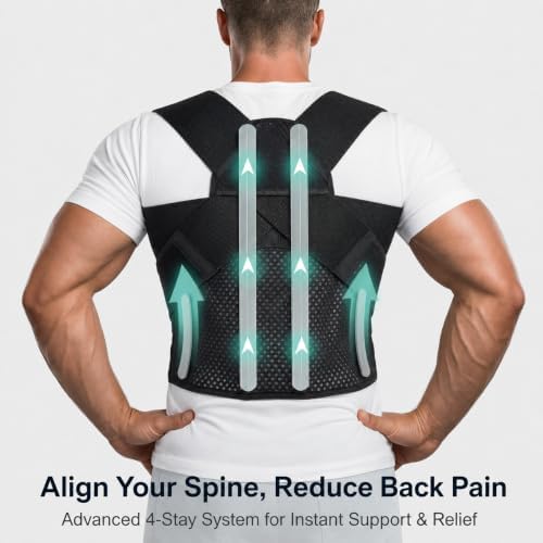 Full Back Posture Corrector for Men – Pull-Back System Posture Brace – Wide Soft Straps, Breathable Mesh, Adjustable Support for Slouching, Rounded Shoulders & Upper Spine Pain Relief - Image 4