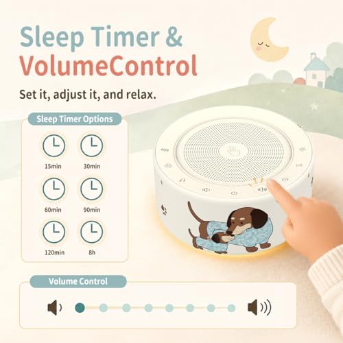 Kipcush White Noise Machine for Baby & Adults, Sleep Sound Machine with 30 Soothing Sounds, 8-Color Night Light, Memory Function, White Noise for Sleeping, Nursery, Office, Travel, Relaxation - Image 5