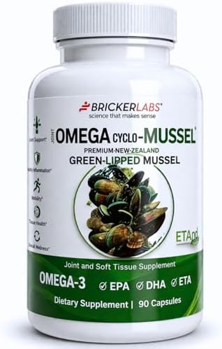 Bricker Labs Omega Cyclo - Mussel Joint Health Supplement, Premium New Zealand Green Lipped Mussel, Full Spectrum Omega Joint Supplements for Joint Health and Comfort, 90 Capsules by GiveyourTimemoreLife