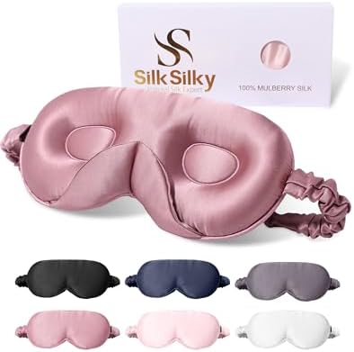 SilkSilky 100% 22 Momme Mulberry Silk Sleep Mask, Pale Mauve by SilkSilky