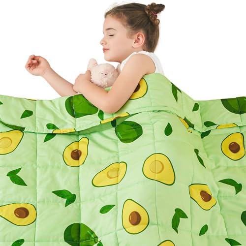yescool Weighted Blanket 7 Pounds Cooling Weighted Lap Blanket, Green Avocados Heavy Blankets for Sleeping, Breathable Weighted Throw Blanket Gifts for 60-80lbs, 40"x60" by yescool