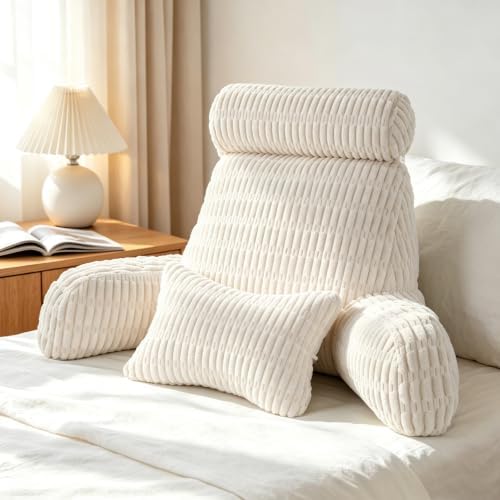 Reading Pillow for Bed, Upright Bed Pillow for Sitting Up(White, Large) by Yungaspy