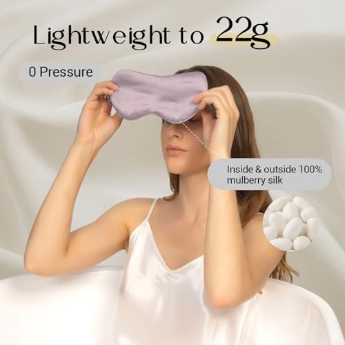 ZIMASILK 100% 22 Momme Pure Mulberry Silk Sleep Mask,Filled with 100% Mulberry Silk,Silk Wrapping Strap- Super Soft & Comfortable Sleep Eye Mask for Sleeping (Light Plum) - Image 2