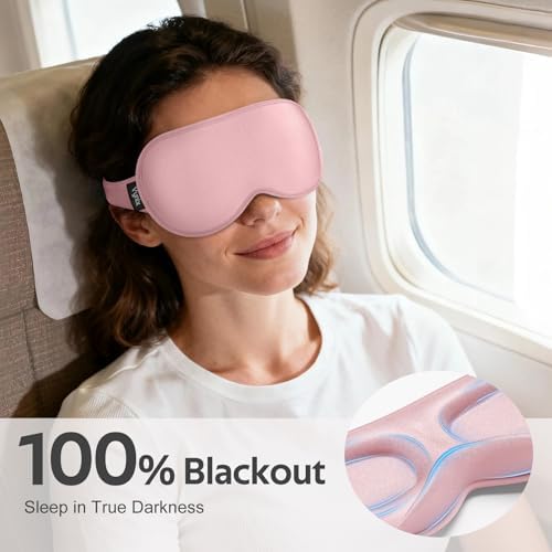 Vynix® Sleep Mask for Women Men - 100% Blackout Eye Masks for Sleep - 3D Soft Sleeping Mask for Side Sleepers - Zero Pressure Lash Extensions Eye Cover Shade for Airplane Travel Essentials, Pink - Image 2