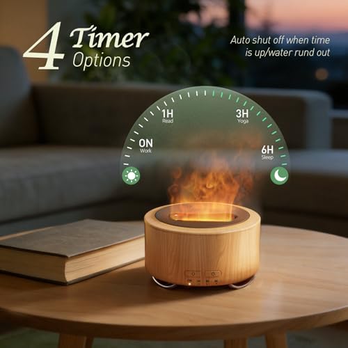 Essential Oil Diffuser for Home: 500ml Fireplace Flame Light - Image 5