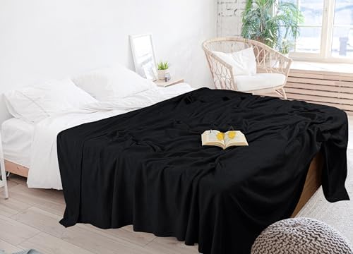 Utopia Bedding 100% Cotton Thermal Blanket Black Queen, 90x90 Inches - Image 3