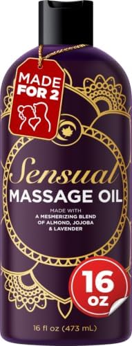 Aromatherapy Sensual Massage Oil for Couples - Relaxing Lavender Massaging Oil for Massage Therapy with Vitamin E Jojoba & Sweet Almond - Naturally Scented Vegan Non GMO & Gluten Free (16 Fl Oz) by MapleHolistics