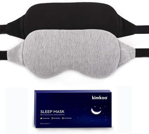 Sleep Mask-Eye Mask for Sleeping, Sleeping Mask Blocking Out Light Perfectly for Women and Men, Soft and Comfortable Blindfold for Travelling, with Pouch (Black+Gray) by kimkoo