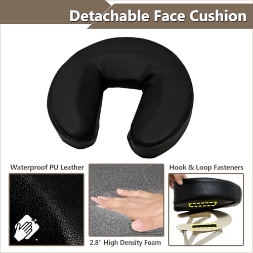 Massage Headrest for Bed Face Cradle, Adjustable Home Mattress Top Massage Kit, Head Cushion for Face Down, Home Salon Headrest Support for Vitrectomy Recovery, Spa & Sleeping (Black) - Image 5