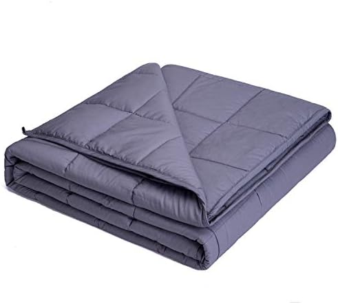 KPBLIS Weighted Blanket 15 lbs 48" x 72" for 130-170 lbs, 7 Layers Heavy Blanket with Cooling Breathable Cotton and Glass Beads, Dark Gray by Kpblis