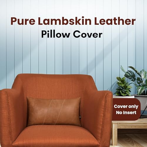 LL LEATHER LOVERS 100% Lambskin Leather Pillow Cover 16x24 Inch – Hand-Stitched Cushion Case with Hidden Zipper, Decorative Throw Cover for Sofa, Bed and Living Room - Rusk Camel Panel Pack of 1 - Image 2