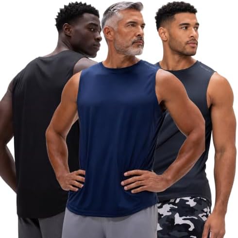 DEVOPS 3 Pack Sleeveless Men's Muscle Shirts Dry Fit Tank Top Gym by DEVOPS