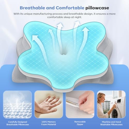 Ultra Comfort Ergonomic Cervical Pillow, Supportive Memory Foam Neck Pillow, Adjustable Height, Breathable Cover, for All Sleepers, No Odor - Image 5