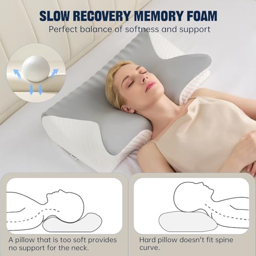 Cervical Neck Pillow for Pain Relief,Ergonomic Contour Memory Foam Pillows,Orthopedic Bed Pillow for Side Back Stomach Sleeper,Includes an Extra Pillowcase - Image 3
