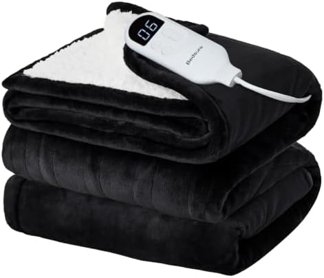 Bedsure Heated Blanket Full Size, Soft Electric Blanket with Preheat, Black by Unknown