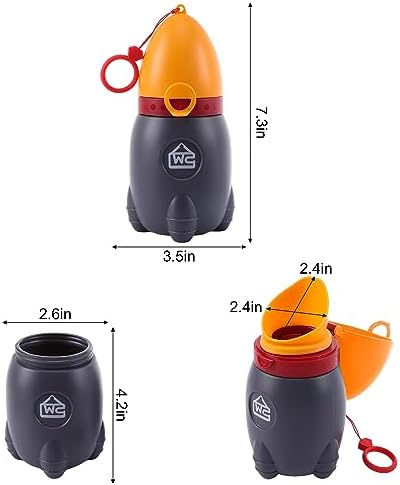 Portable Potty for Kids – Leak-Proof Rocket Travel Urinal for Boys & Girls, Lightweight Road Trip Essential for Car, Camping, Potty Training, Easy-Clean Reusable Pot(Vitality Orange) - Image 5