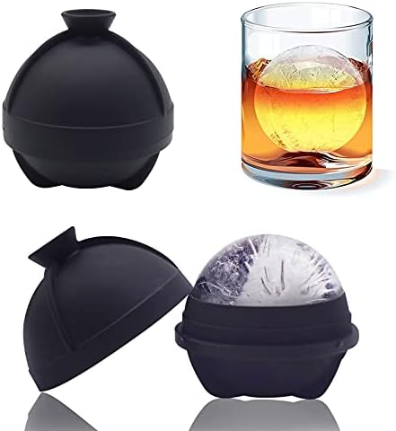 Silicone Ice Ball Molds with Built-in Funnel for Whiskey,Set of 2 by Helpcook