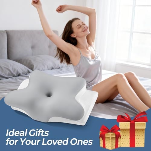 Cervical Neck Pillow for Pain Relief - Ergonomic Side Sleeper Pillow for Neck Support, Cooling Memory Foam Pillows, Contour Pillow Orthopedic Bed Pillow for Back Stomach Sleepers (Dark Grey) - Image 7