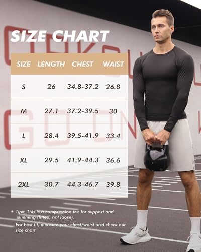 Compression Shirts for Men - Long Sleeve Black Workout Base Layer Athletic Gym Tops Quick Dry Running Undershirts - Image 6