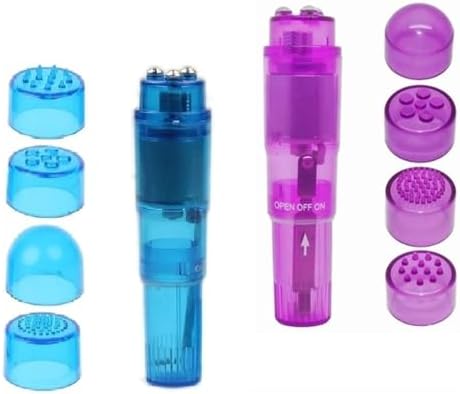 Small Mini Massager Handheld Portable Tool for Women with 4 Heads Pocket Pen for Face Neck Head Back and Shoulder (Blue Purple Color) by Finever