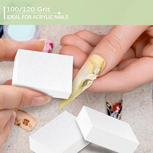 Maryton Nail Buffer Mini Block Files, 100/120 Grit, White, 130 PCS - Image 2