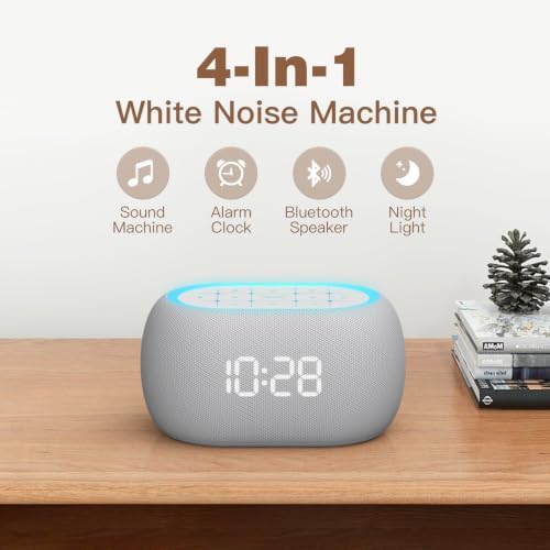ANJANK White Noise Sound Machine Alarm Clock with Bluetooth Speaker, 21 Relaxing Sounds, 7 Night Lights,0-100% Dimmer/Sleep Timer/30-Level Volume Control,Sound Machine for Kids Adults Sleeping,Bedroom - Image 2