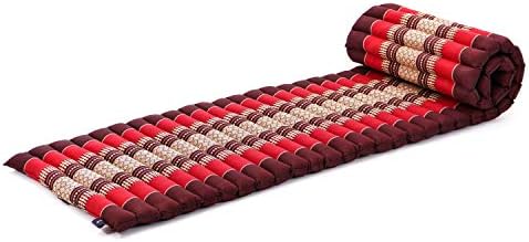 Leewadee - Foldable Floor Mattress - Japanese Roll Up Futon -Trifold Tatami Mat- Guest Floor Bed - Camping Mattress - Thai Massage Mat, Kapok Filled, 75 x 20 inches, Red by Leewadee