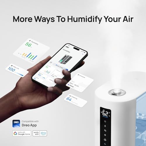 DREO 6L Humidifiers for Bedroom, Smart Warm & Cool Mist for Large Room, 60Hr Quiet Runtime for Baby, Plant, Humidity Sensor, Indicator Light, 12H Timer, Google/Alexa, Blue - Image 6