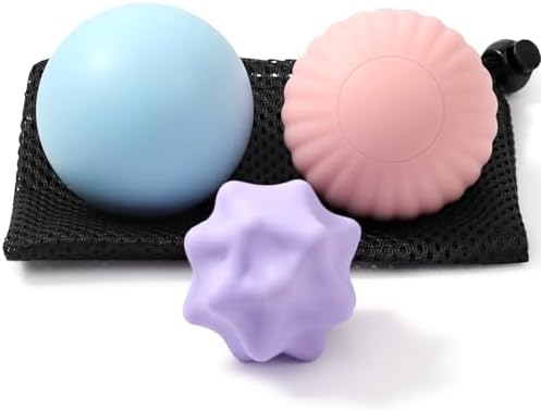 HODEMI Massage Ball Set, 3 Pack Lacrosse Ball, Textured Massage Ball & Trigger Point Ball for Deep Tissue Muscle Massage and Myofascial Release for Back, Neck, Shoulder, Leg and Foot with Mesh Bag by HODEMI