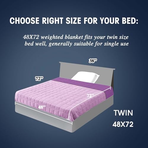 yescool Weighted Blanket for Adults (17 lbs, 48" x 72", Purple) Cooling Heavy Blanket for Sleeping Perfect for 110-130 lbs, Twin Size Breathable Blanket with Premium Glass Bead, Machine Washable - Image 2
