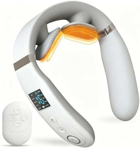 CURECURE Neck Massager for Pain Relief Deep Tissue, Electric Neck Massager with Heat and 10 Massage Patterns & 16 Intensity Steps, Compact and Travel-Friendly, Great for Comfort, White by Unknown