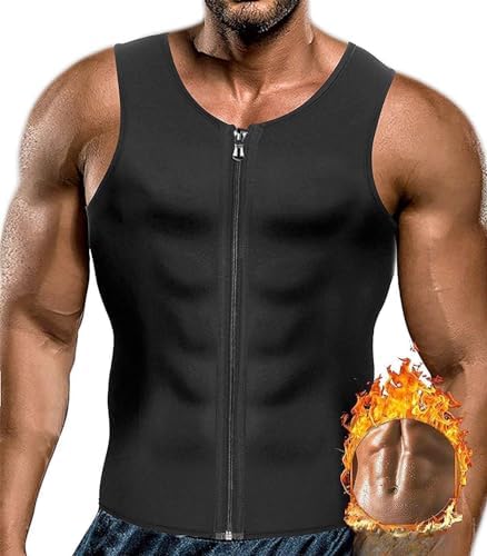 CORATED Men Sauna Vest Sweat Waist Trainer Zipper Hot Neoprene Tank Top Corset Compression Body Shaper Sauna Shirt Workout by CORATED
