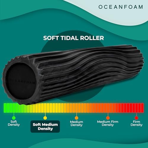 Oceanfoam Soft Tidal Roller (Black & Charcoal Marbled) - Low Density Foam Roller for Physical Therapy, Back Pain, Exercise & Stretching - Wave Textured - Yoga & Wellness - Full Size, 20" x 5" - Image 4