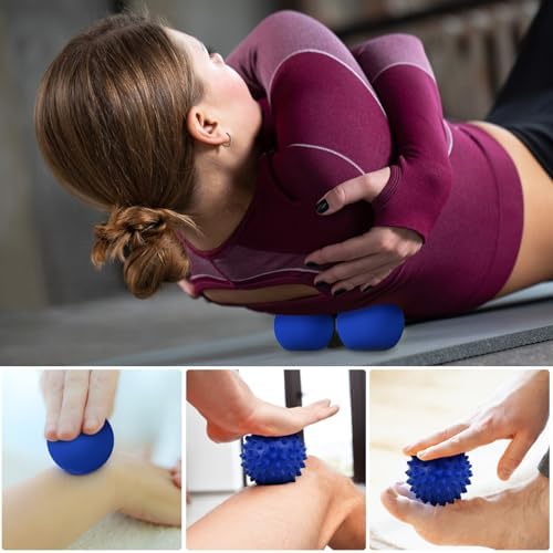 Physical Massage Therapy Ball Set: Lacrosse & Spiky Ball Set for Stress Relief, Muscle Therapy, Myofascial Release, Portable Pain Relief Tool for Gym Office Home Use (Blue-Blue) - Image 5