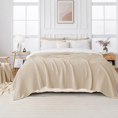 Esterra Muslin Blanket Twin Size Cozy Soft Lightweight Pre-Washed Cotton Blanket, All Season Breathable 4-Layer Gauze Blanket Throw for Couch Bed, Neutral, 66x90 Inches - Image 6