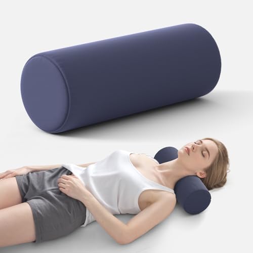 Neck Roll Pillow for Neck Pain Relief - Memory Foam Neck Support Pillow for Bed | Round Neck Pillow for Sleeping, 15.7 * 6 * 6inch ((Navy-Blue) by Forcanby