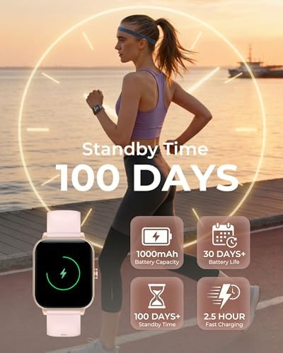 Smart Watch for Women, 30-Day Battery Life, Bluetooth Call (Answer/Make), 1.85" HD Fitness Tracker with Heart Rate Sleep SpO2 Monitor, 100+ Sports Modes, 4 Bands & 2 Charms, Android iPhone Compatible - Image 2