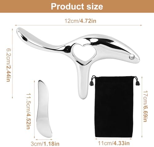 Metal Massage kit, Trigger Point Massage Tool + Gua Sha Muscle Scraper for Deep Tissue Massager, Lymphatic Drainage Massager Fascia Release Tools for Neck, Shoulder, Back, Face(Silver) - Image 2