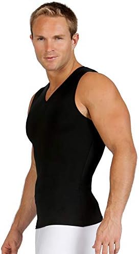 Insta Slim Mens Compression Sleeveless V Neck Muscle Shirt- Slimming Body Shaper Undershirt - Image 2