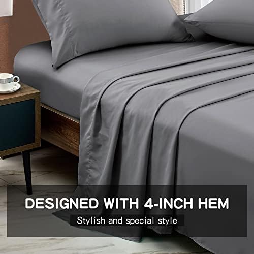 FreshCulture Queen Flat Sheet - Brushed Microfiber Top Sheet - Ultra Soft & Breathable - Wrinkle-Free - Easy Care - Dark Grey Queen Size - Image 2