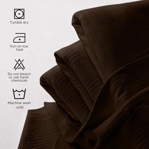 Utopia Bedding 100% Cotton Thermal Blanket Brown Queen, 90x90 Inches - Image 5