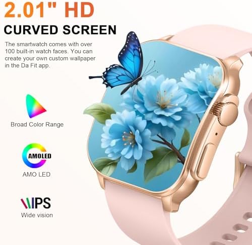 Smart Watch, 2.01" AMOLED Curved Touchscreen Fitness Watch for Women, IP68 Waterproof, 24/7 Heart Rate/Sleep Monitor, Fitness Tracker with Pedometer, 120+ Sports Modes, Smartwatch for Android iOS Pink - Image 6