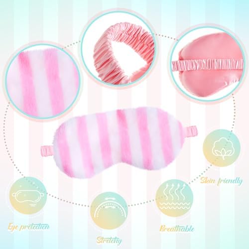 Cuffbow 6 Pack Fuzzy Sleep Masks Plush Eye Mask,Lazy,Bright - Image 3