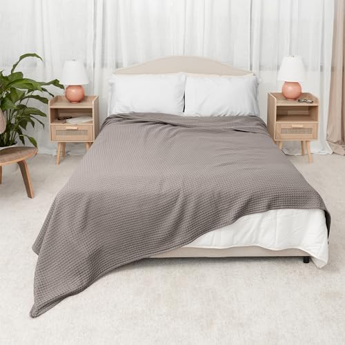 Comfy Cubs Waffle Blanket King, 108" x 90" - 100% Cotton Lightweight Breathable Bed Blanket - Soft Textured Thermal Weave for All Seasons – Decorative Cozy Layer for Couch, Sofa, or Bed - Charcoal - Image 5