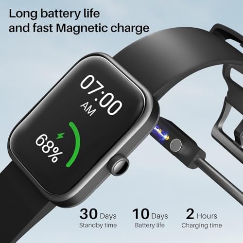 TOZO Smart Watch Alexa Built-in Fitness Tracker with Sleep Monitor, 5ATM Waterproof HD Touchscreen for Men Women Compatible with iPhone&Android Black - Image 5