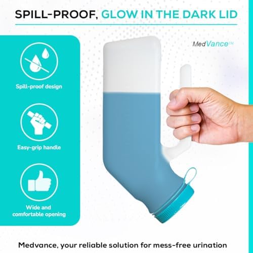 MedVance 1000mL Premium Urinals for Men Spill Proof Glow in Dark Lid 1 Pack - Image 4