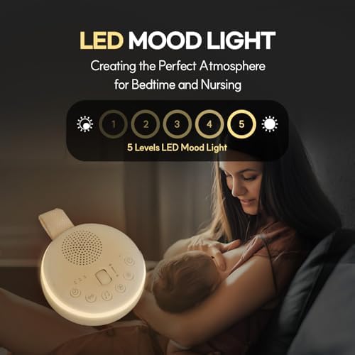 HuBDIC HubiCare White Noise Machine, Portable Sound Machine with 21 Soothing Sleep Sounds, Long-Lasting Battery, Gentle LED Mood Light, Travel-Friendly Sleep Aid for Newborns, Children - Image 4