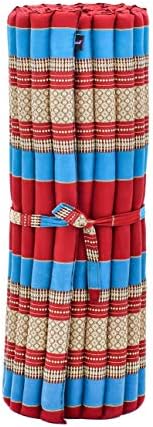 Leewadee - Kapok Roll Mat – Handcrafted Folding Sleep & Relaxation Mattress from Thailand, Ideal as Guest Bed, Camping Mat, Yoga Mat or Traditional Futon, 75 x 39 inches, Blue Red - Image 4