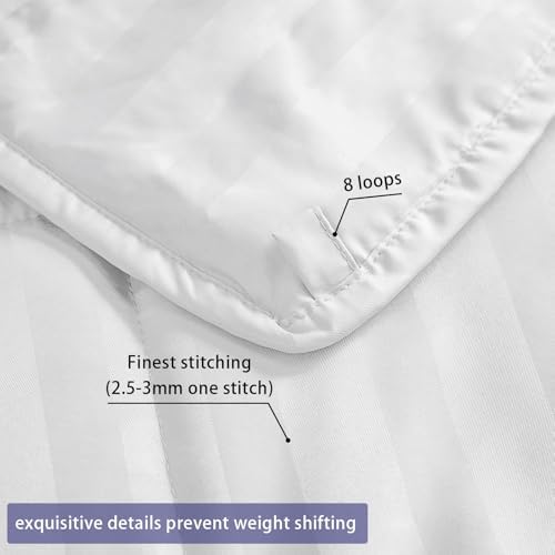 yescool Weighted Blanket for Adults (20 lbs, 60" x 80", Snowy Stripes) Heavy Blanket for Sleeping Perfect for 190-210 lbs, Queen Size Breathable Blanket with Premium Glass Bead, Machine Washable - Image 5